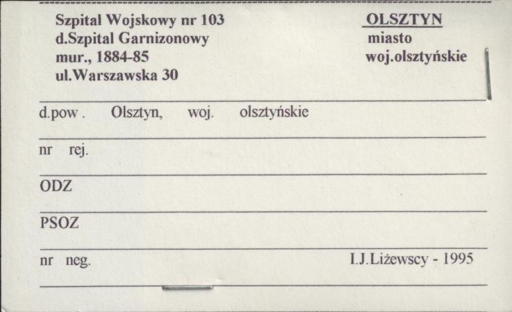 szpital garnizonowy, ob. szpital wojskowy nr 103, skan 1