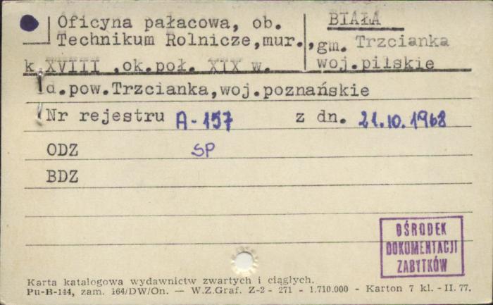 oficyna pałacowa, ob. Technikum rolnicze, skan 1