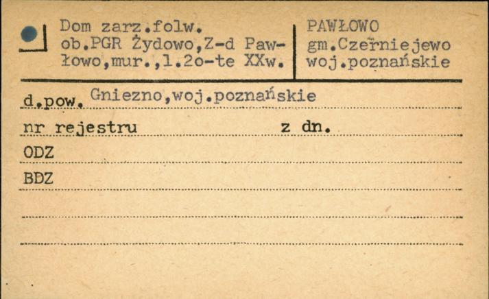 dom zarządcy folwarku, ob. PGR Żydowo, Z-d Pawłowo, skan 1