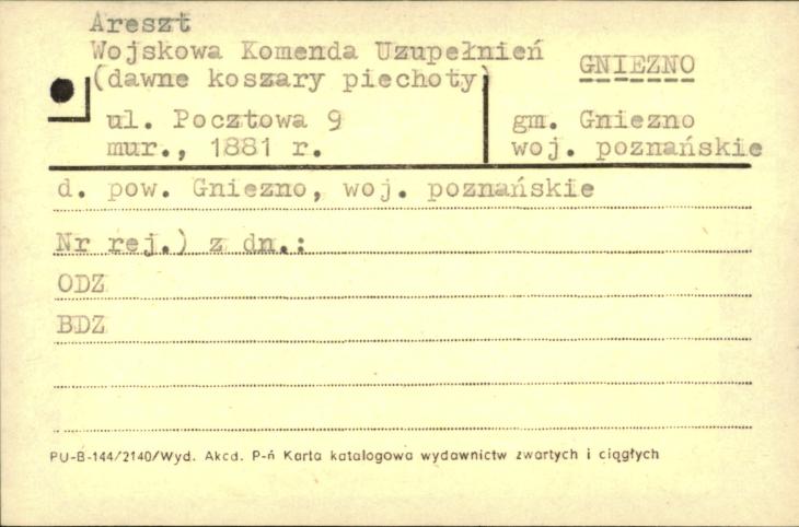 areszt, Wojskowa Komenda Uzupełnień (dawne koszary piechoty), skan 1