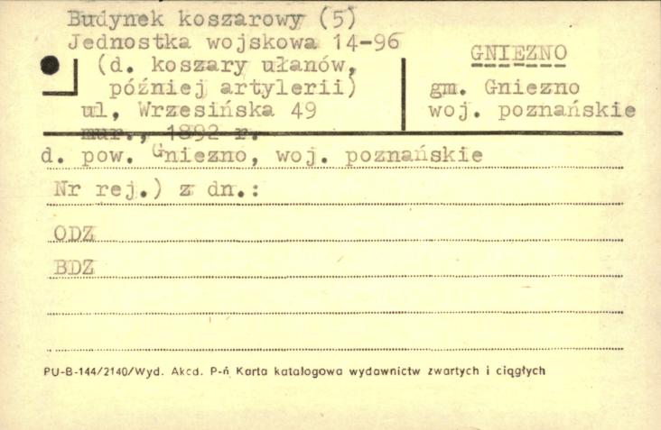 budynek koszarowy (5) - koszary ułanów, nast. artylerii, ob. jednostka wojskowa 14-96, skan 1