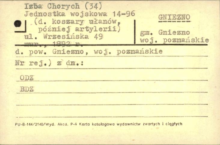 izba chorych (34) - koszary ułanów, nast. artylerii, ob. jednostka wojskowa 14-96, skan 1