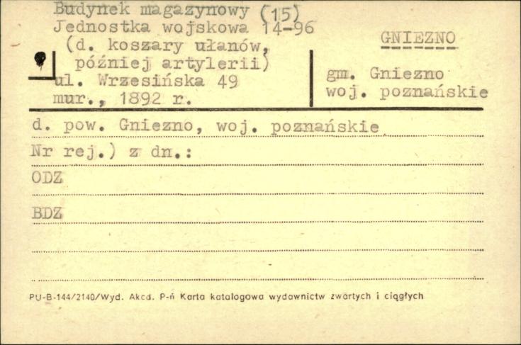 budynek magazynowy (15) - koszary ułanów, nast. artylerii, ob. jednostka wojskowa 14-96, skan 1
