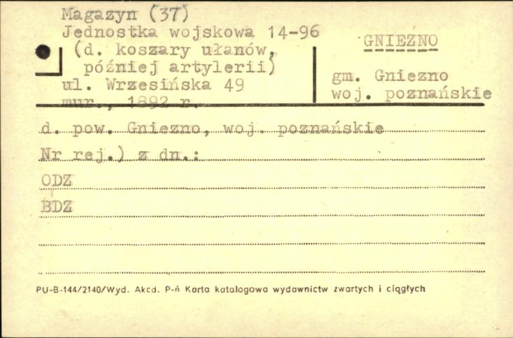 magazyn (37) - koszary ułanów, nast. artylerii, ob. jednostka wojskowa 14-96, skan 1