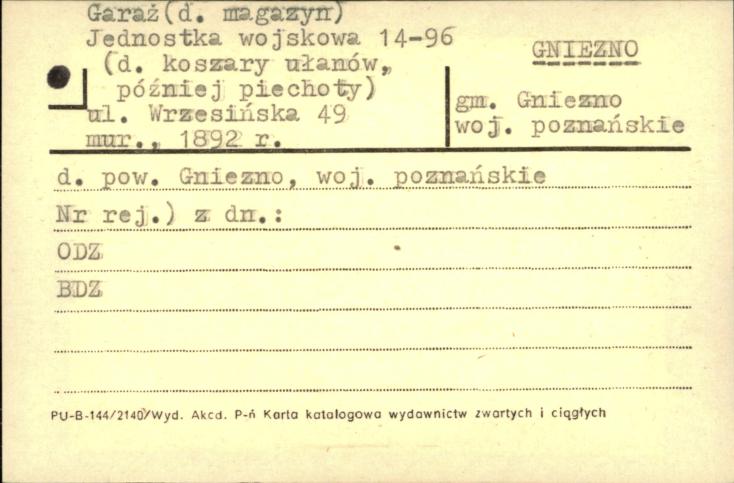 magazyn, ob. garaż - koszary ułanów, nast. artylerii, ob. jednostka wojskowa 14-96, skan 1