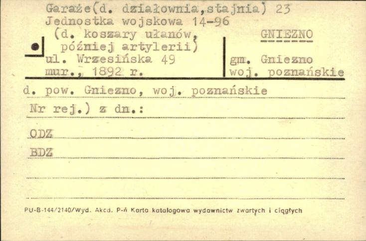 działownia, stajnia, ob. garaże (23) - koszary ułanów, nast. artylerii, ob. jednostka wojskowa 14-96), skan 1