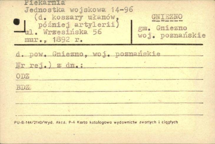 piekarnia - koszary ułanów, nast. artylerii, ob. jednostka wojskowa 14-96, skan 1