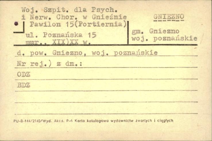 Woj. Szpit. dla Psych. i Nerw. Chor. w Gnieźnie - pawilon 15 (portiernia), skan 1