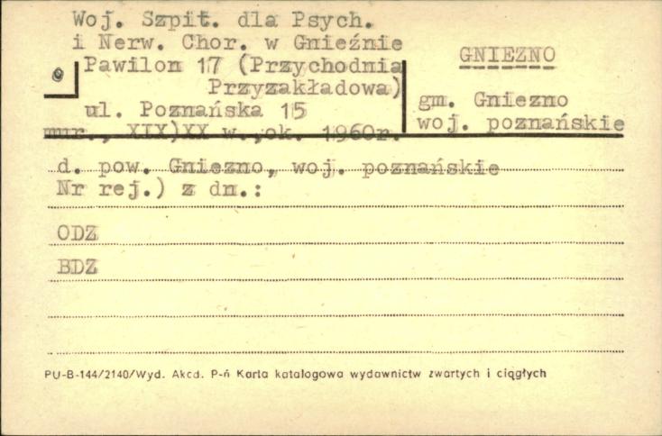 Woj. Szpit. dla Psych. i Nerw. Chor. w Gnieźnie - pawilon 17 (przychodnia przyzakładowa), skan 1