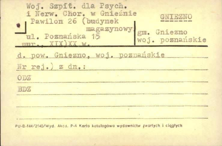 Woj. Szpit. dla Psych. i Nerw. Chor. w Gnieźnie - pawilon 26 (budynek magazynowy), skan 1