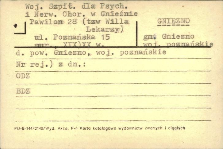 Woj. Szpit. dla Psych. i Nerw. Chor. w Gnieźnie - pawilon 28 (tzw. willa lekarzy), skan 1