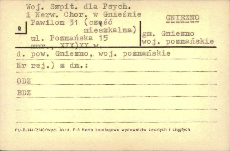 Woj. Szpit. dla Psych. i Nerw. Chor. w Gnieźnie - pawilon 31 (część mieszkalna), skan 1