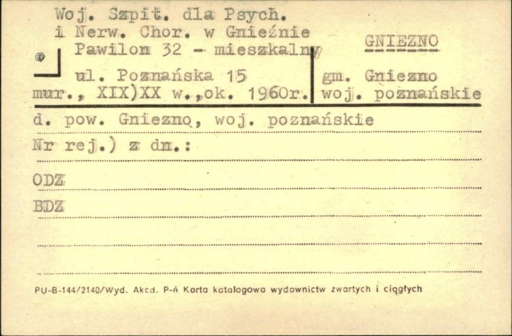 Woj. Szpit. dla Psych. i Nerw. Chor. w Gnieźnie - pawilon 32 -mieszkalny, skan 1