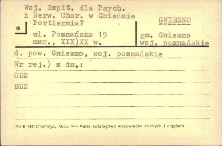 Woj. Szpit. dla Psych. i Nerw. Chor. w Gnieźnie, portiernia, skan 1