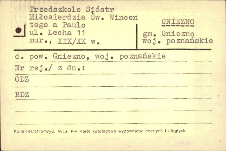 Przedszkole Sióstr Miłosierdzia św. Wincenty a Paulo, skan 1
