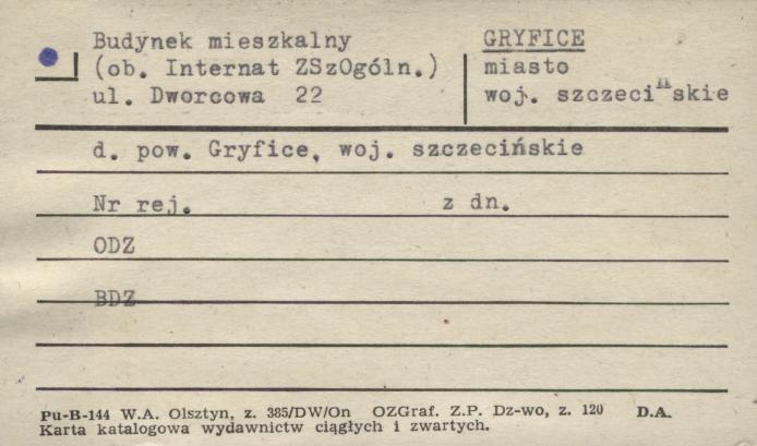 budynek mieszkalny, ob. Internat Zespołu Szkół Ogólnokształcących, skan 1