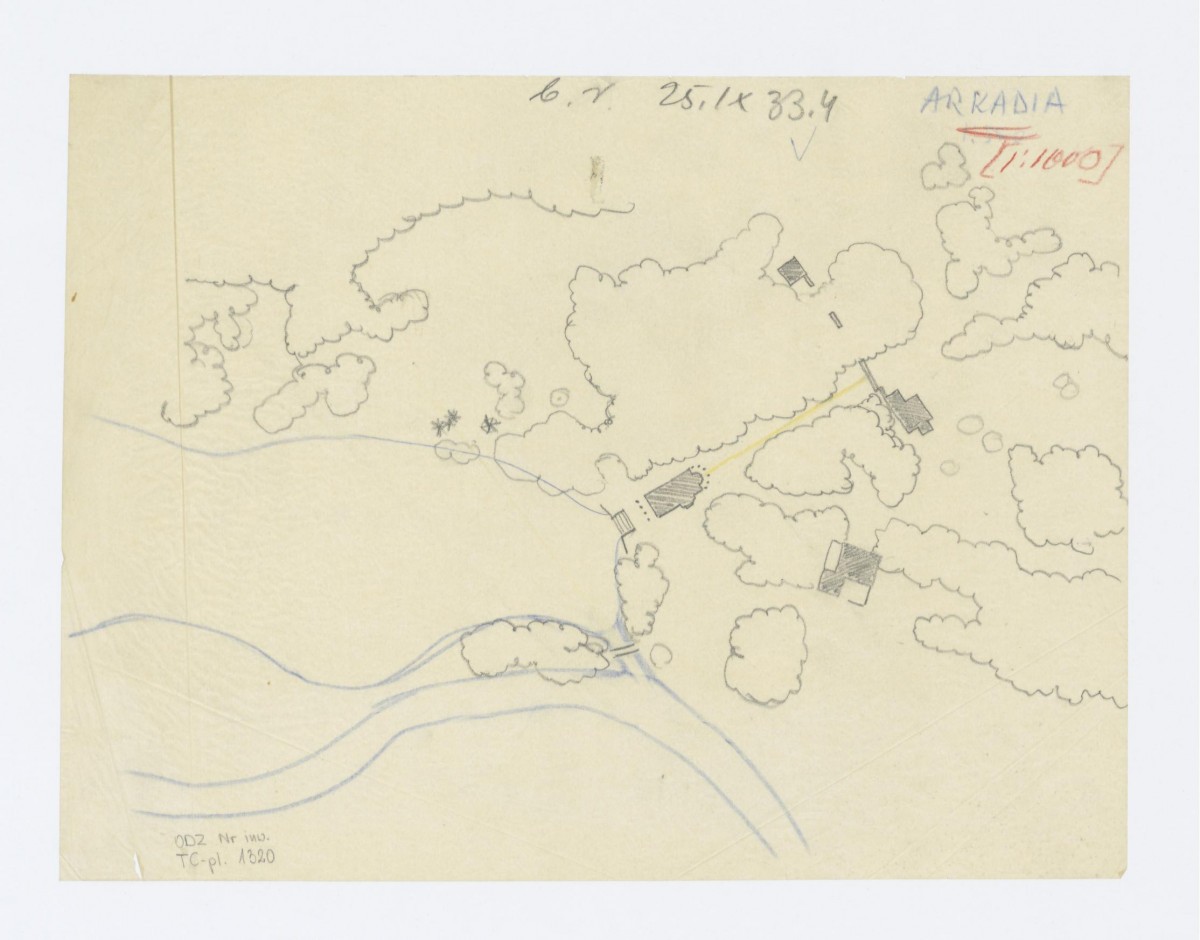 plan usytuowania zieleni względem architektury 1:1000, skan 1