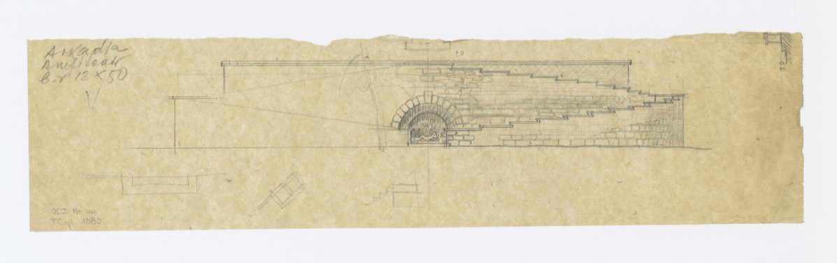 Arkadia Amfiteatr, projekt  ściany operowej i schodów, 1:100, skan 1