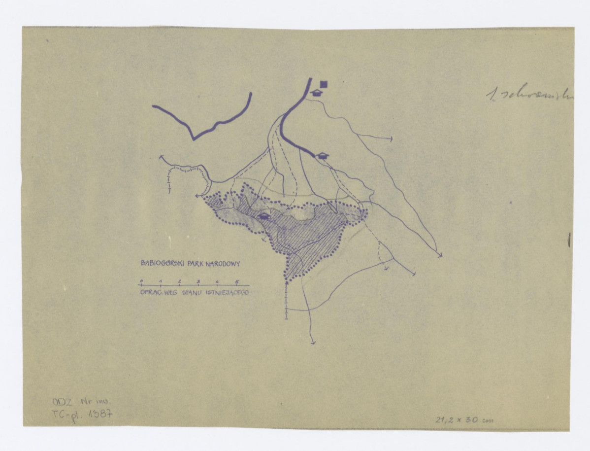 Plan sytuacyjny Babiogórskiego Parku Narodowego opracowany według stanu istniejącego., skan 1