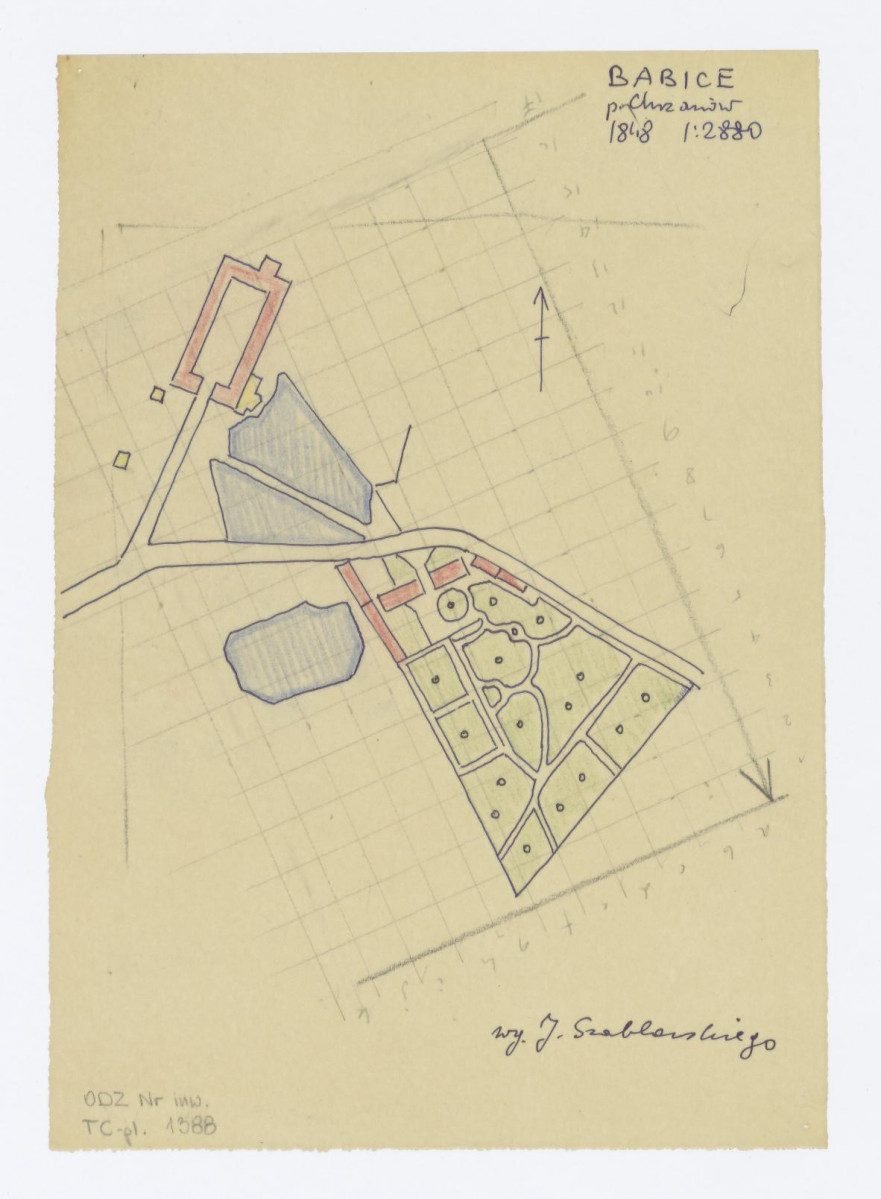 Szkicowy plan ogrodu, stan z roku 1848, 1:2880, skan 1