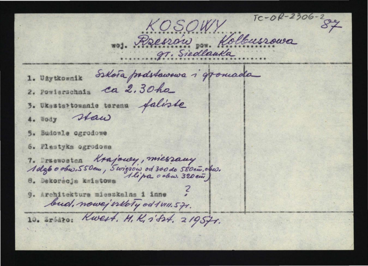 wypis z Kwestionariusz Ministerstwa Kultury i Sztuki z 1957 r. , skan 1