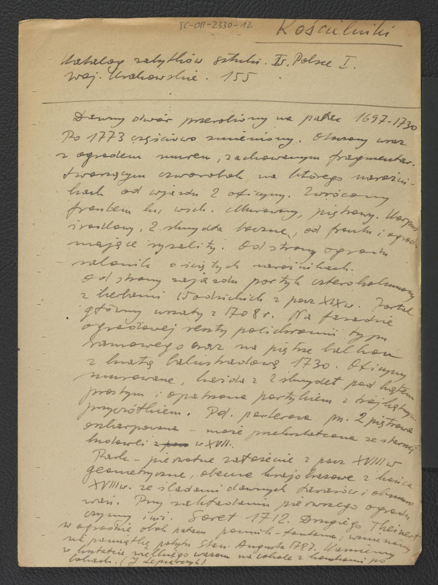 wypis z Katalog Zabytków Sztuki w Polsce: Woj. Krakowskie, t. I, red. Szablowski J., Warszawa 1953, s. 155 dotyczący dawnego dworu przebudowanego na pałac w latach 1697-1730  , skan 1