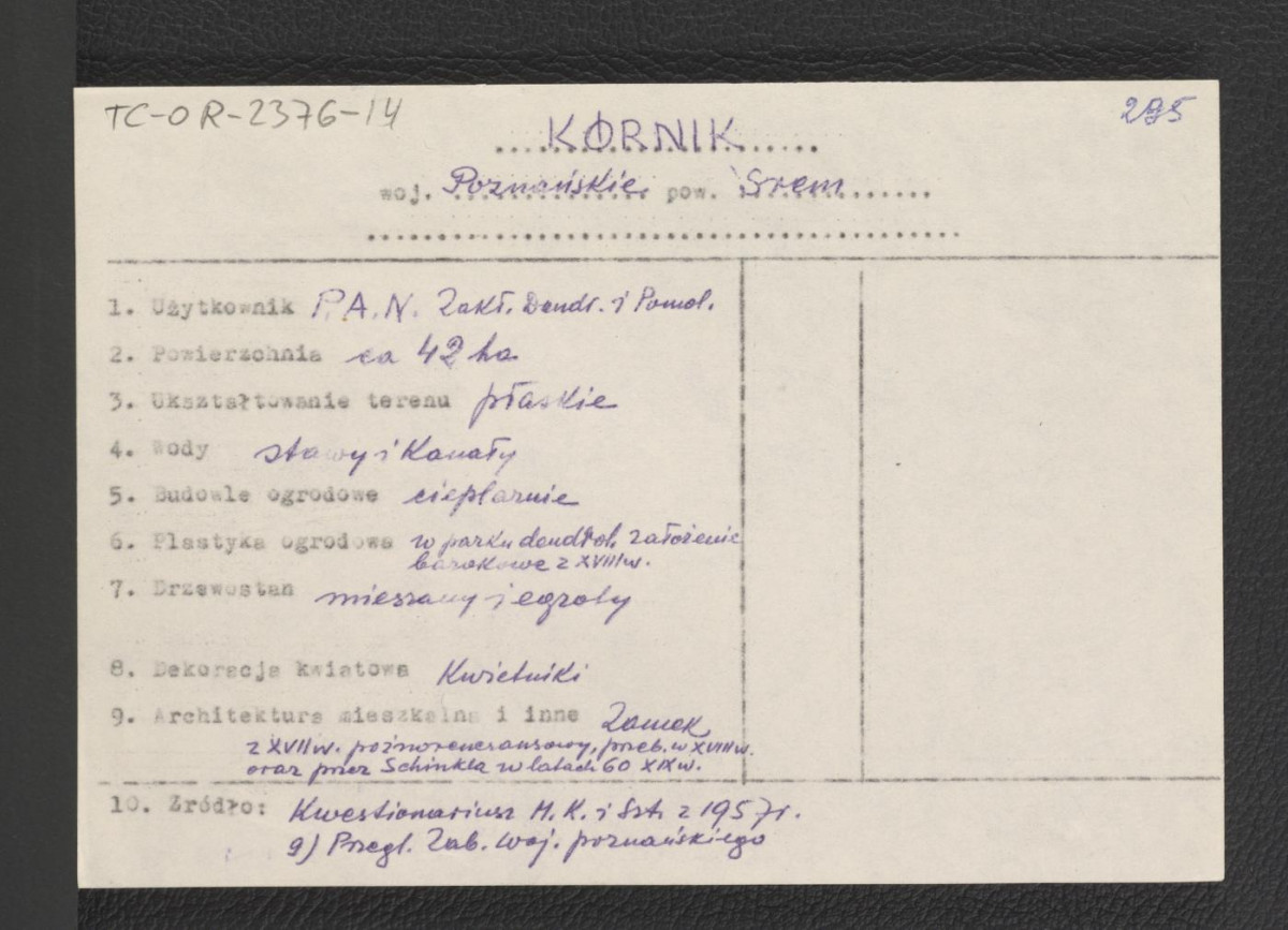 wypis z Kwestionariusz Ministerstwa Kultury i Sztuki z 1957 r. , skan 1