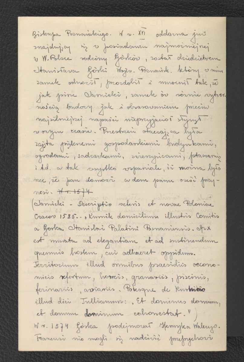 wypis z Jankowski E., Dzieje ogrodnictwa polskiego w zarysie, Warszawa 1923, s. 19, 130, 198 dotyczący drzewostanu w miejscowym parku oraz zamku; dwie karty, skan 2
