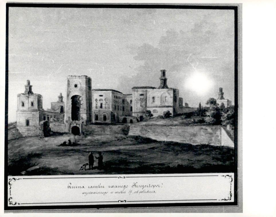 2 fotografie czarno-białe przedstawiające reprodukcje z widokiem zamku od północy i południa   , skan 4