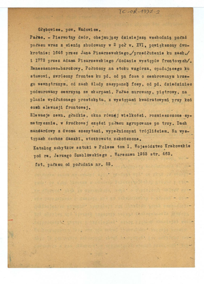 wypis z Katalog Zabytków Sztuki w Polsce: Województwo Krakowskie, t. I, red. Szablowski J., Warszawa 1953, s. 463 , skan 1