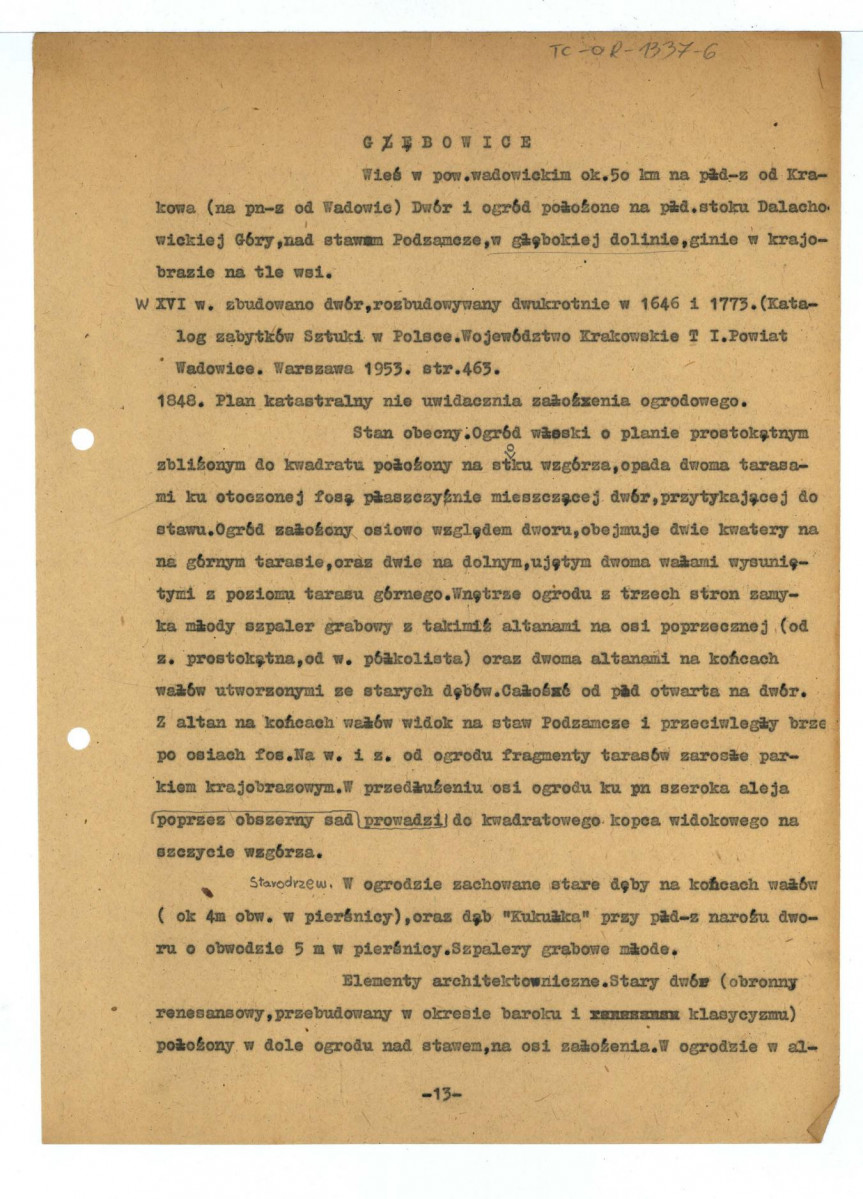 wypis z Komornicki S. Dwory murowane w Małopolsce z czasów odrodzenia. Prace Komisjii Historii Sztuki, Kraków 1930, t. V, Z. 1., s. 105., skan 1