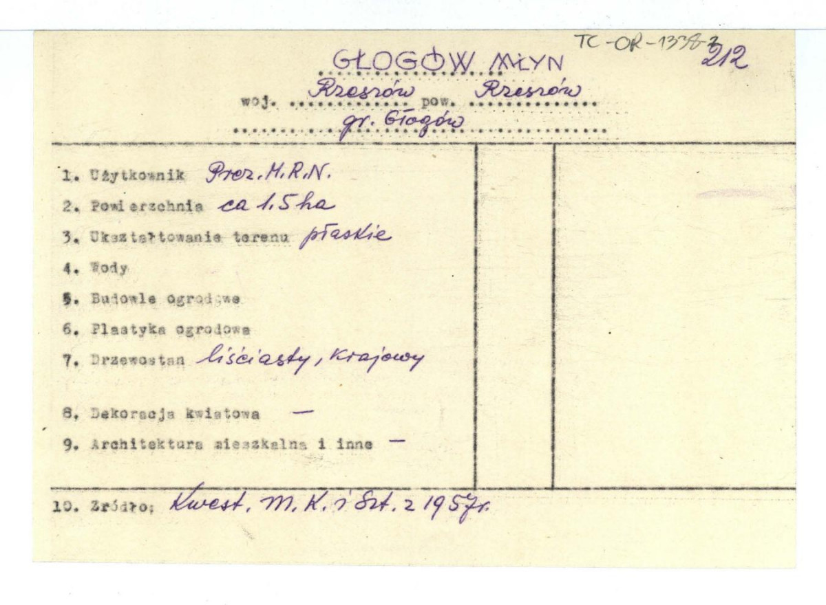 wypis z Kwestionariusz Ministerstwa Kultury i Sztuki z 1957 r. , skan 1