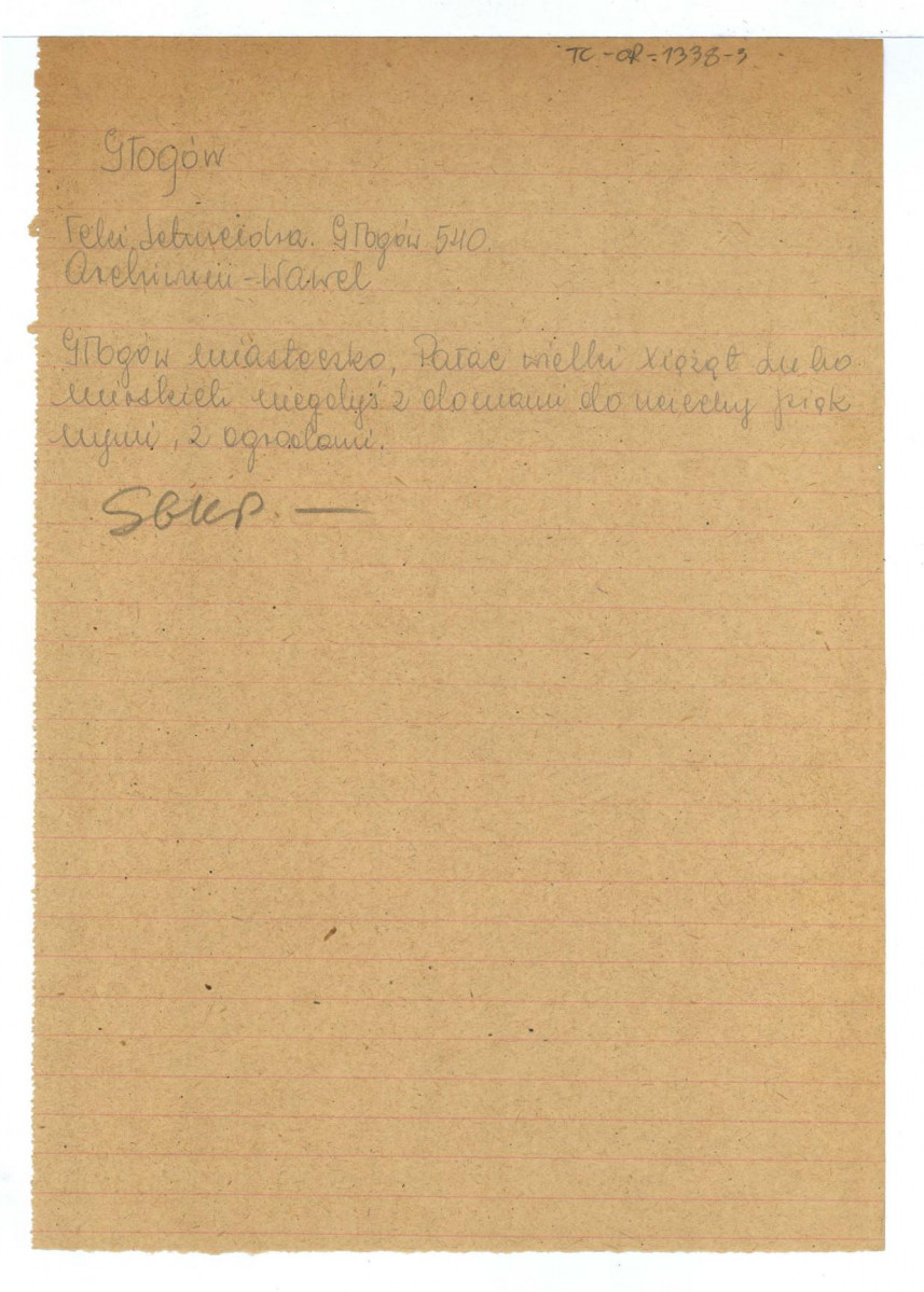 wypis z Teki Schneidra, Głogów, s. 540, skan 1