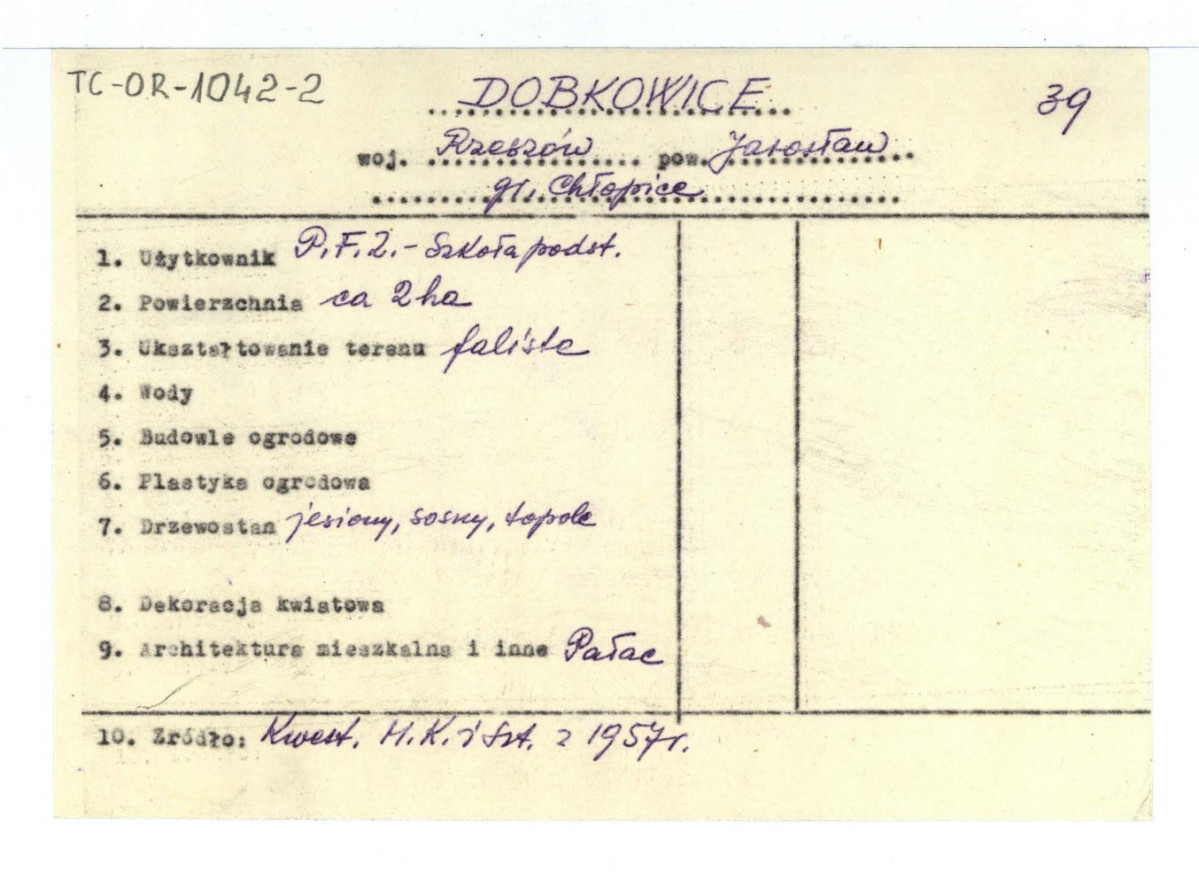 wypis z Kwestionariusz Ministerstwa Kultury i Sztuki z 1957 r., skan 1
