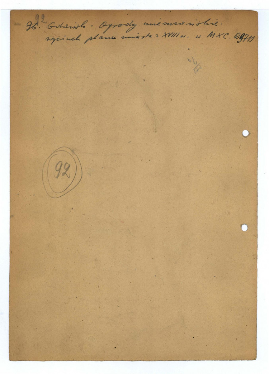 fotografia czarno-biała reprodukcja litografii na karcie, fragment parku miejskiego w Gdańsku w XVIII w. , skan 2