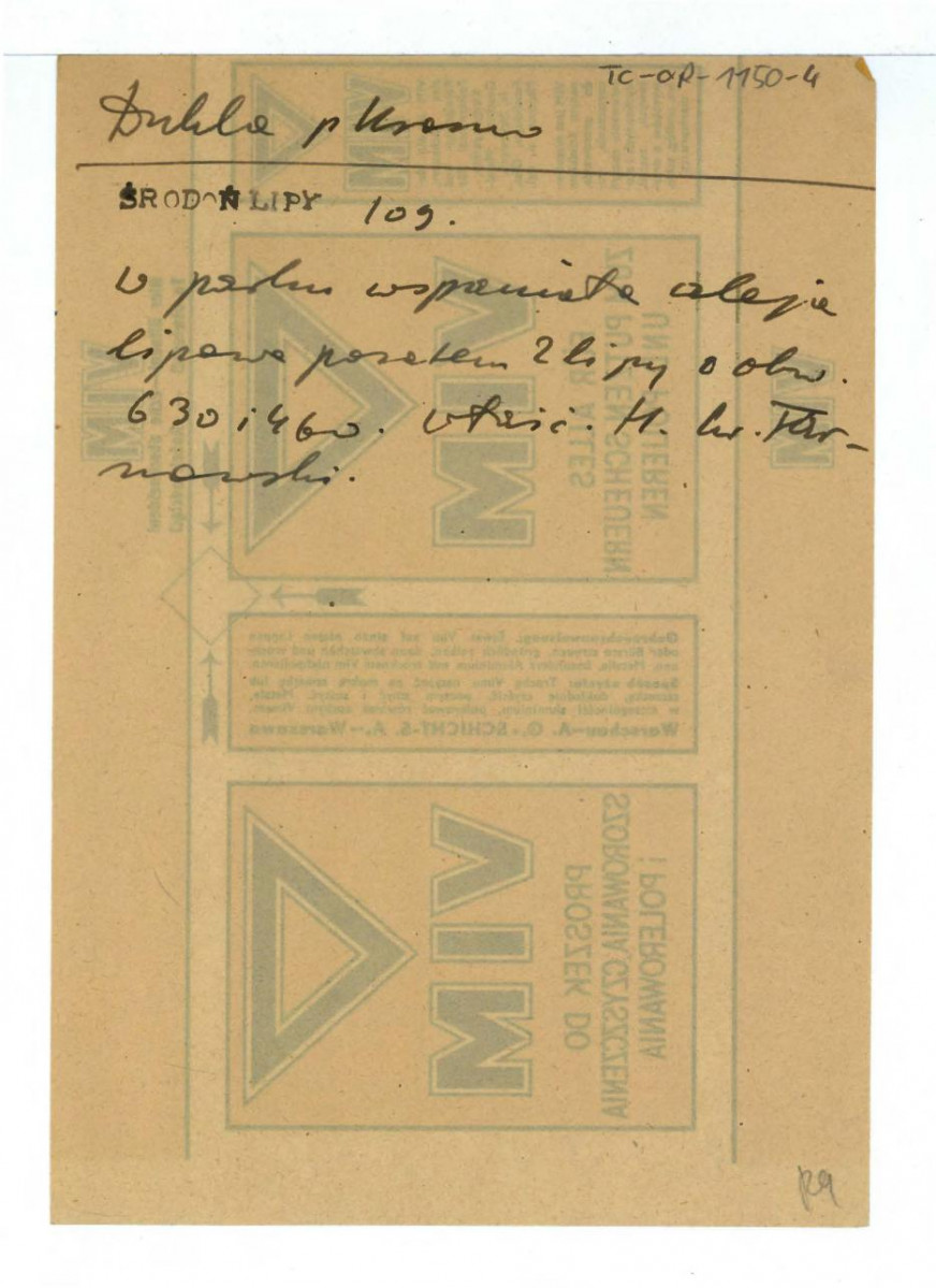 wypis z Środoń A., Inwentarz zabytkowych lip w Polsce w: „Ochrona Przyrody”, 1935, s. 103 dotycząca drzewostanu ww. miejscowości  , skan 1