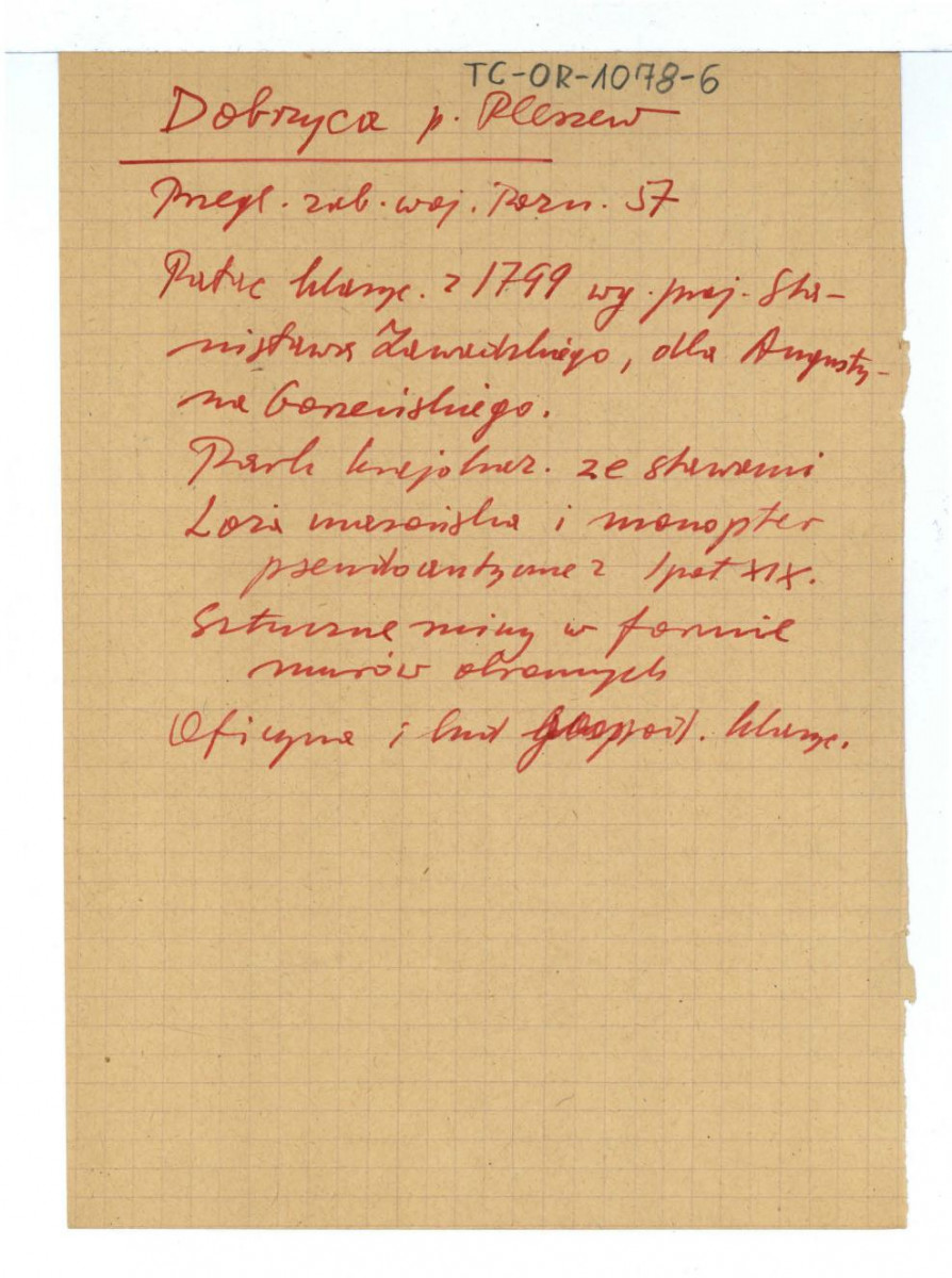 wypis z Przegląd Zabytków Województwa Poznańskiego, WKZ Poznań, Poznań 1957, skan 1