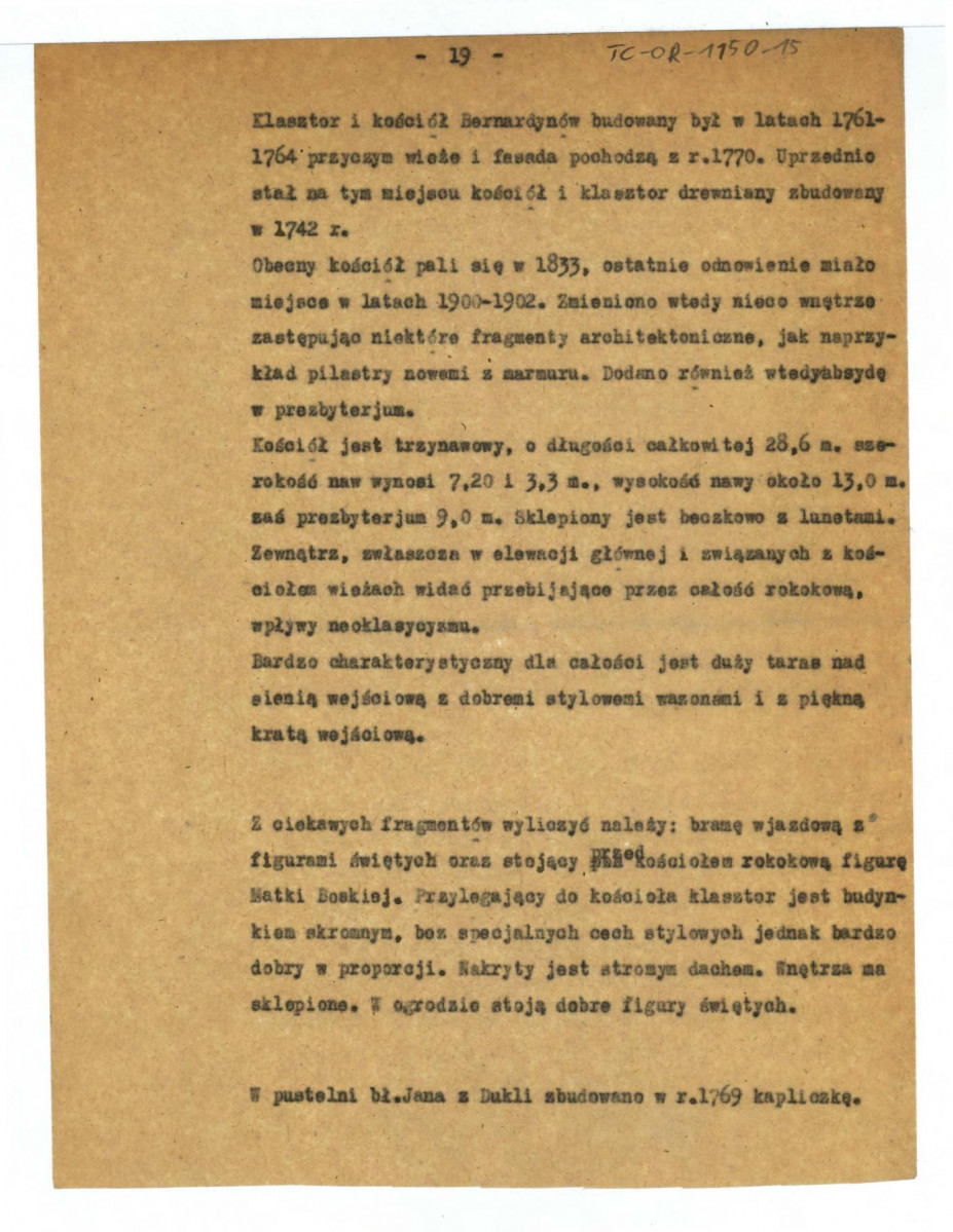 opis zabytków w ww. miejscowości oraz jej dziejów; pięć kart , skan 3