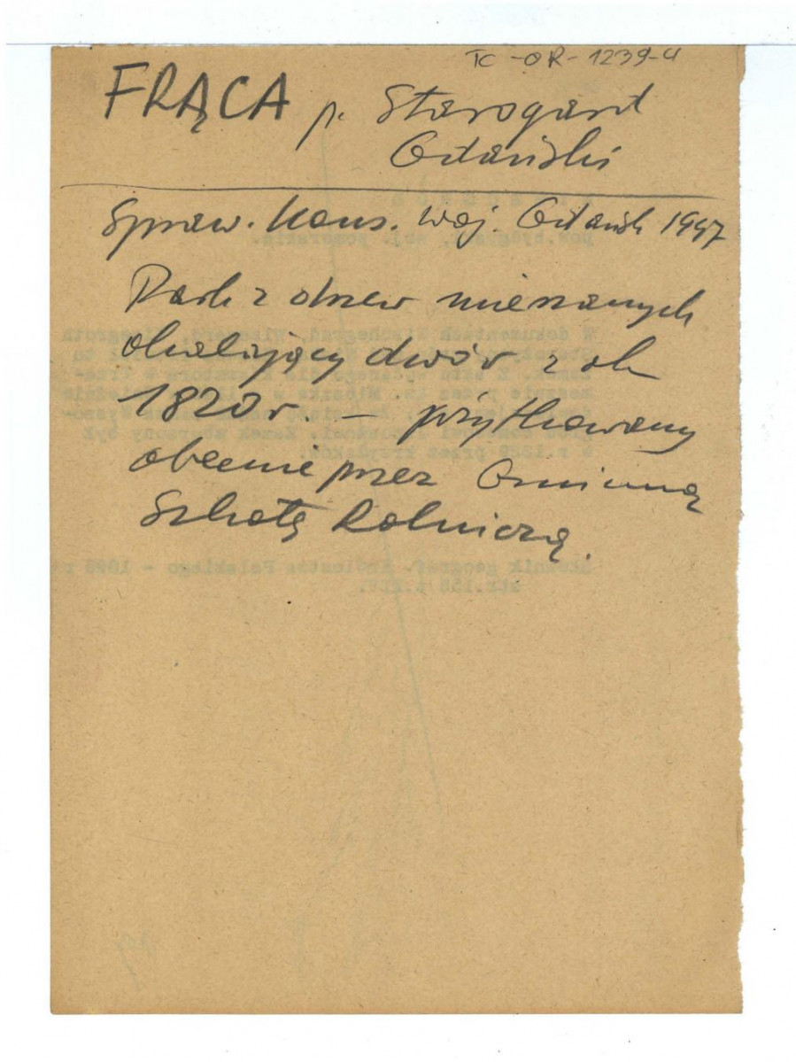 wypis ze Sprawozdania Wojewódzkiego Konserwatora Zabytków w Gdańsku z marca 1947 r. , skan 1