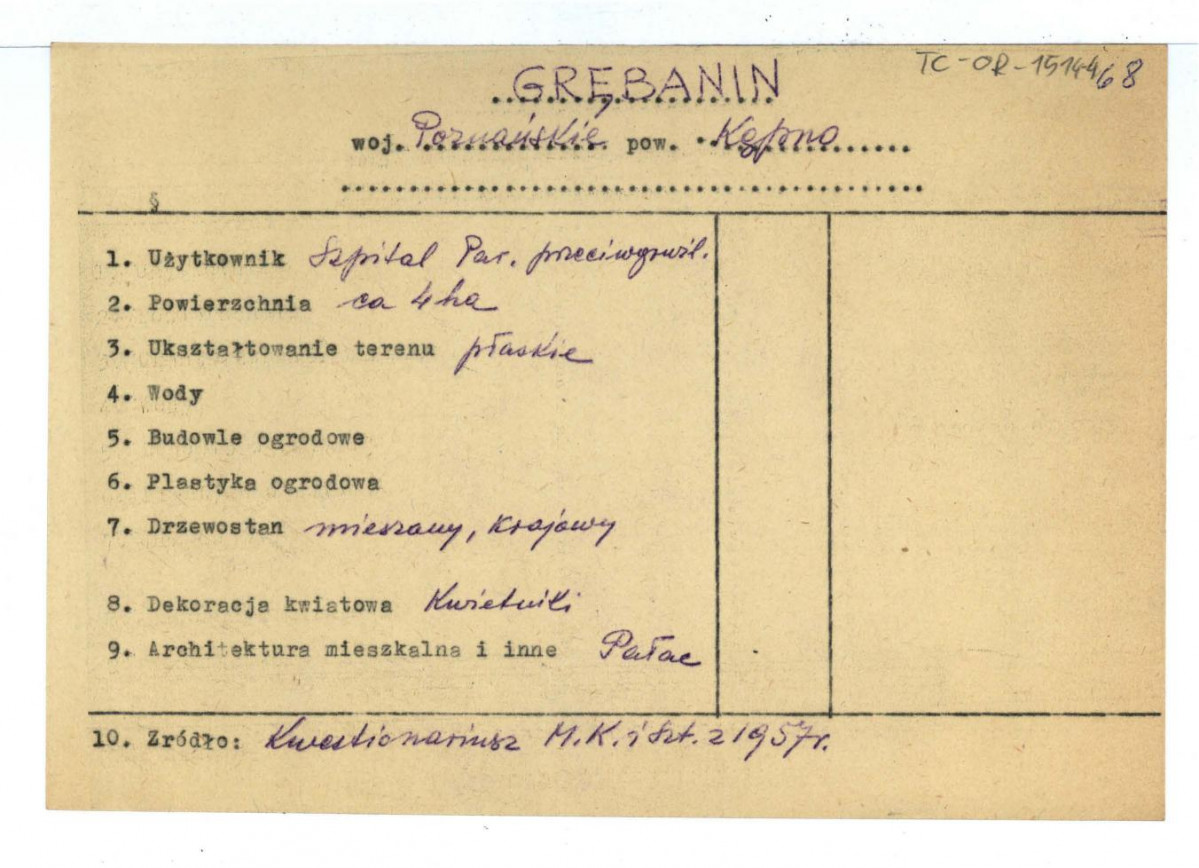 wypis z Kwestionariusz Ministerstwa Kultury i Sztuki z 1957 r. , skan 1