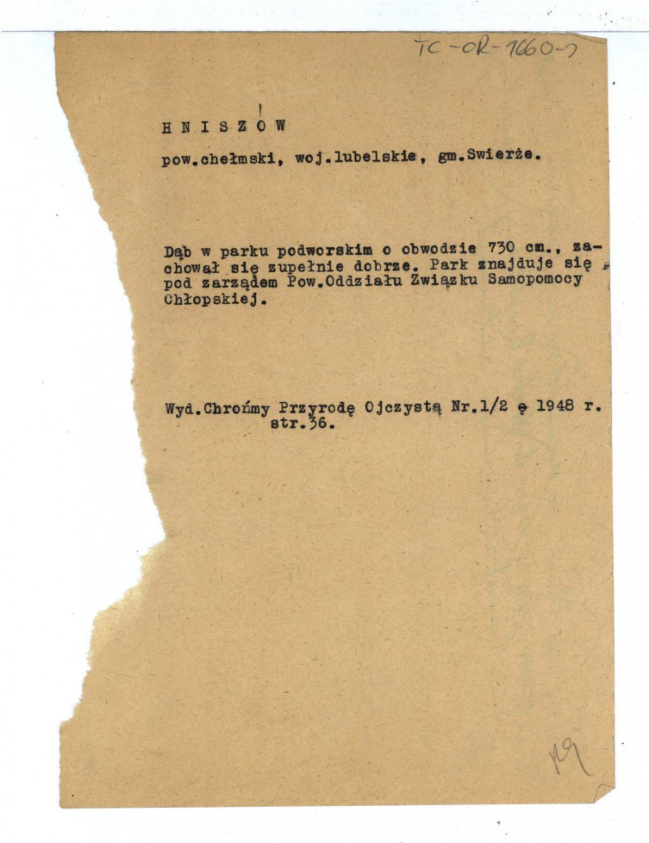 wypis z „Chronimy przyrodę Ojczystą” nr 1/2 (1948), s. 36    , skan 1