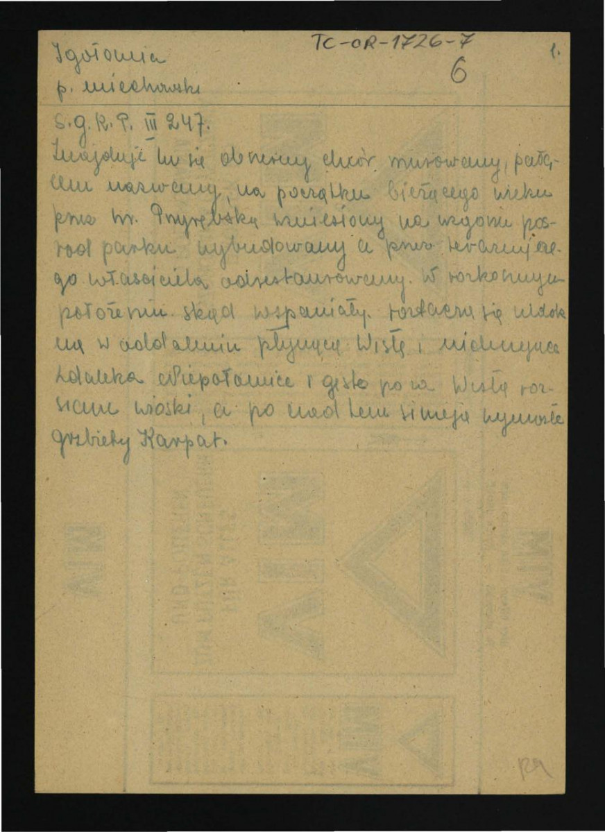 wypis z Słownik Geograficzny Królestwa Polskiego t. III, s. 247  dotycząca dworu oraz parku, skan 1