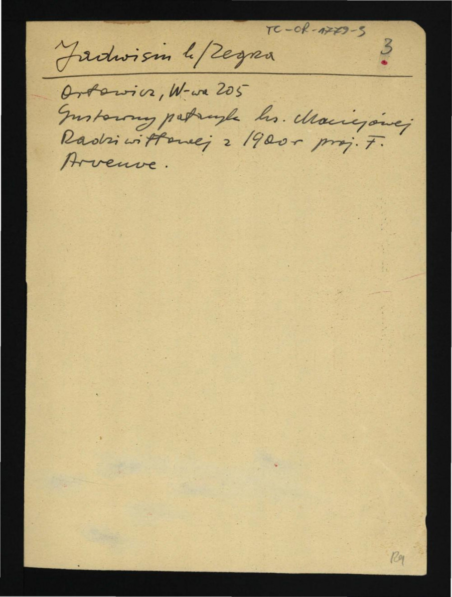 wypis z Orłowicz M., Krótki ilustrowany przewodnik po Warszawie, Warszawa 1922, s. 205 dotyczący pałacu hrabiny Radziwiłłowej z 1900 r.                                                    , skan 1