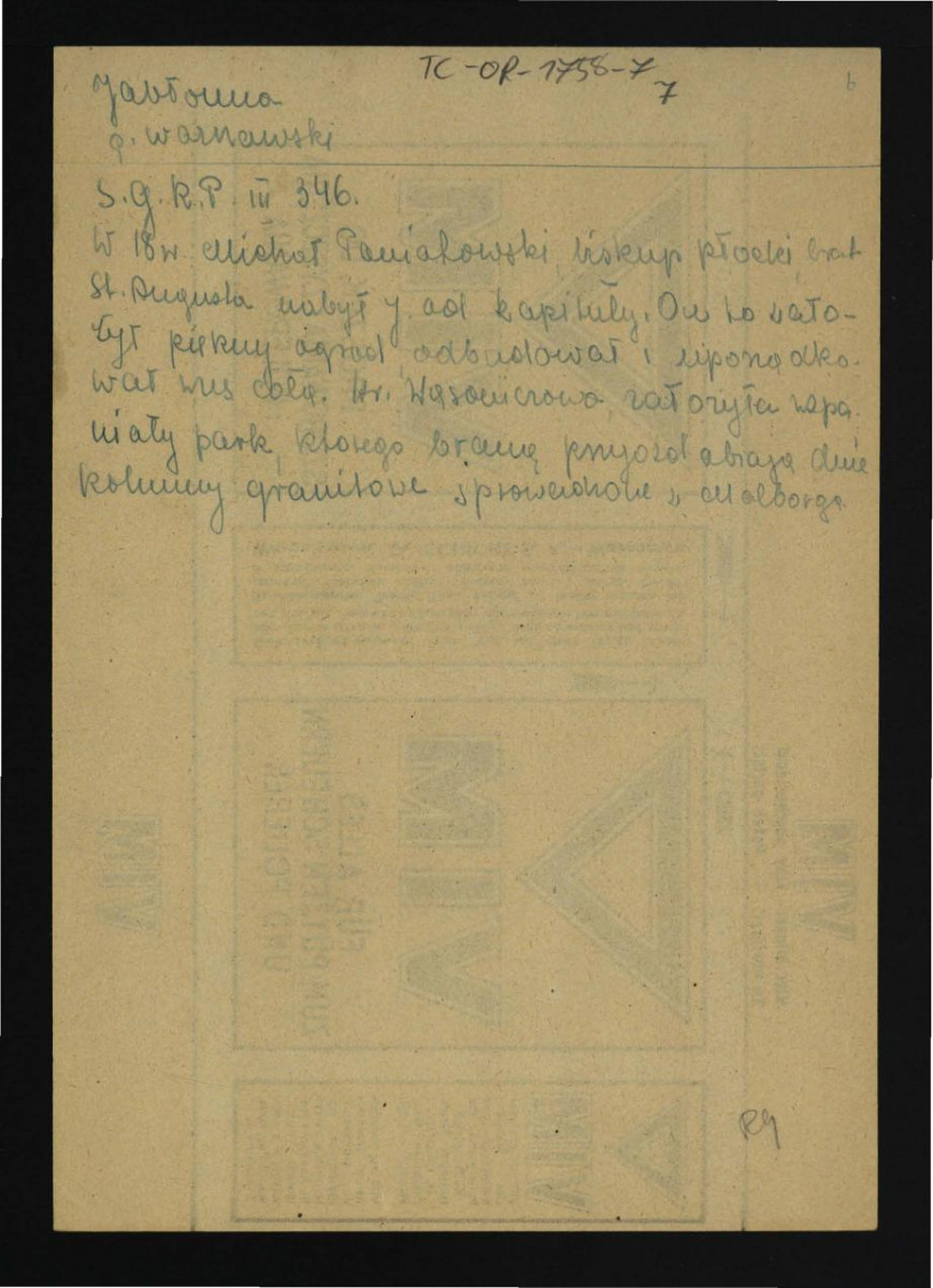wypis z Słownik Geograficzny Królestwa Polskeigo   t. III, s. 346 dotyczący wspomnianej miejscowości , skan 1