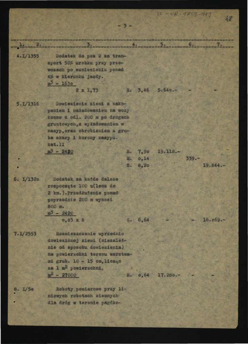 aneks do kosztorysu ukształtowania terenu i dróg-Jabłonna-Pałac 1/1 obrazujący zagadnienie dodatkowych opustów ustalonych Zarządzeniem nr 78 przewodniczącego KBUiA z dnia 15.XII.1961 r. /Dz. Bud. Nr, 6/61 poz. 28/ do uwzględnienia w fakturach wykonane roboty, skan 3