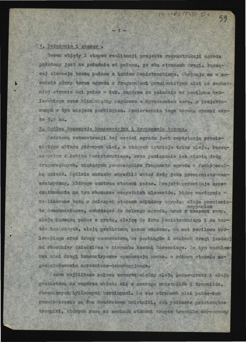 Opis projektu technicznego i roboczego robót ziemnych, drogowych i ogrodniczych w ogrodzie zabytkowym w Jabłonnie. I etap. Część południowa - Oś Pałac - Łuk Poniatowskiego, skan 2