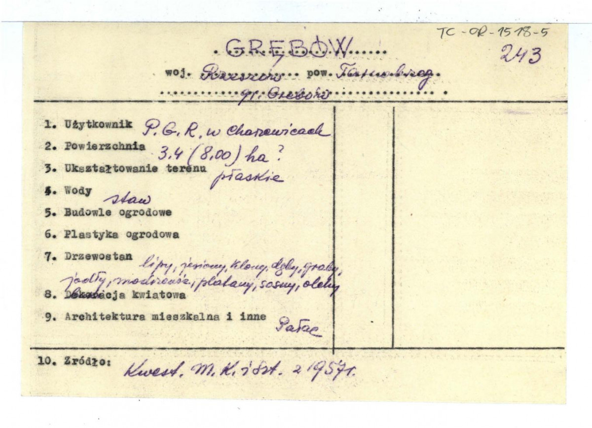 wypis z Kwestionariusz Ministerstwa Kultury i Sztuki z 1957 r. , skan 1