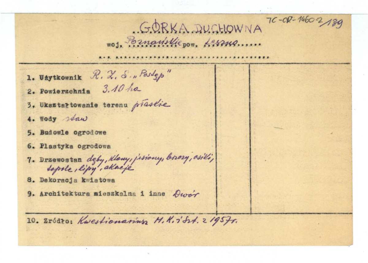 wypis z Kwestionariusz Ministerstwa Kultury i Sztuki z 1957 r.  , skan 1