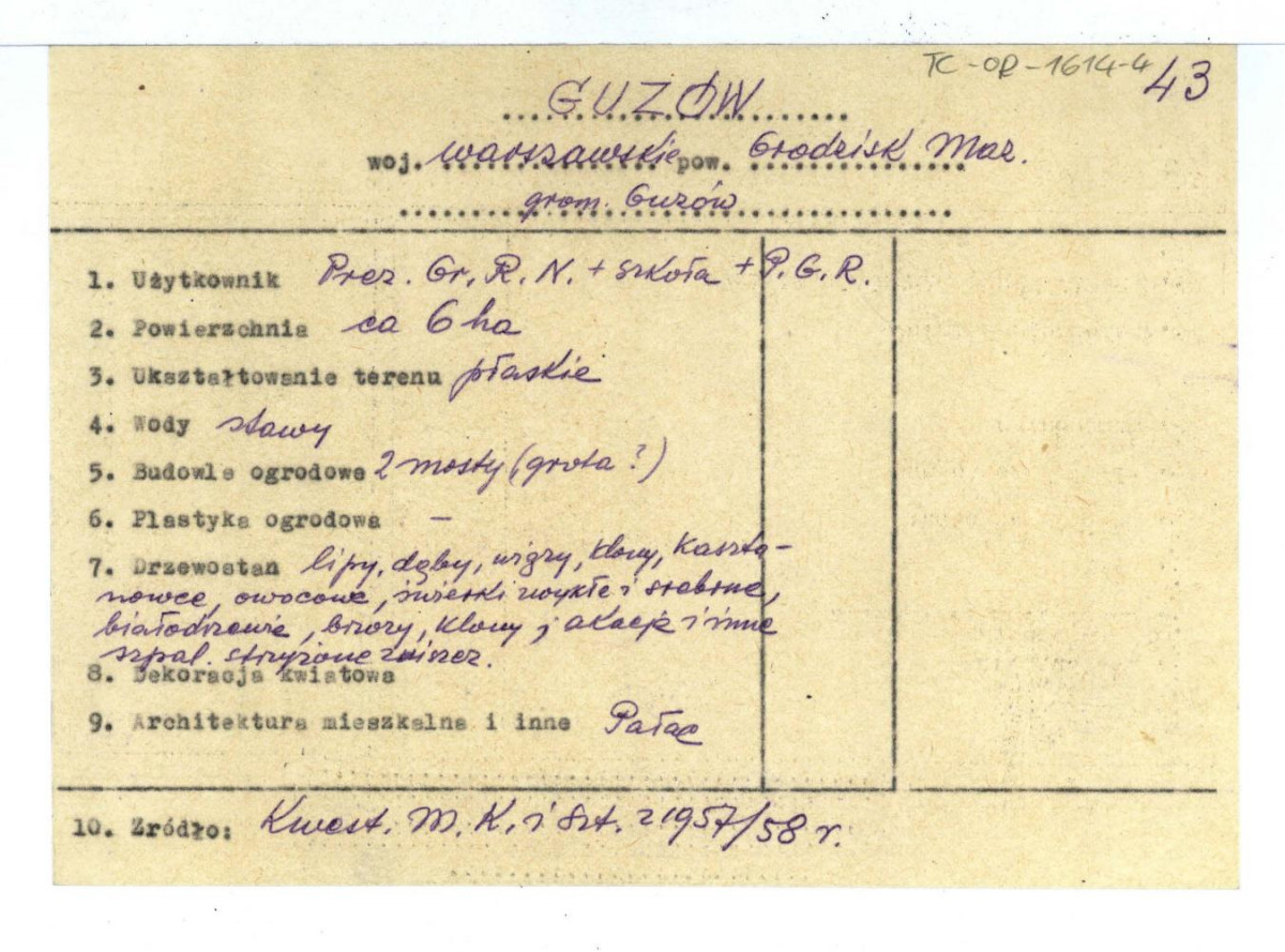 wypis z Kwestionariusz Ministerstwa Kultury i Sztuki z 1957 i 1958 r. , skan 1
