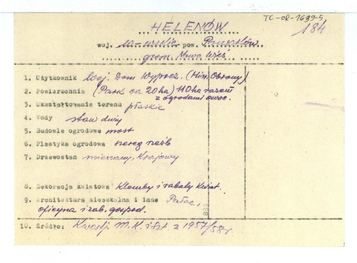 wypis z Kwestionariusz Ministerstwa Kultury i Sztuki z 1957 i 1958 r. , skan 1